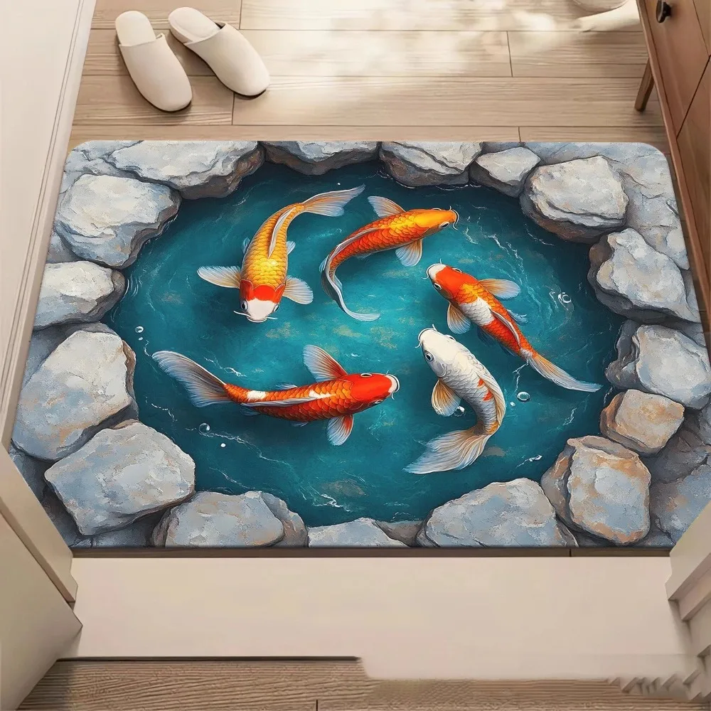 Crocodiles in The Pool 3D Optical Illusion Doormat Flat Non-slip and Easy To Clean Perfect for Front Door of Bedroom Door Mat