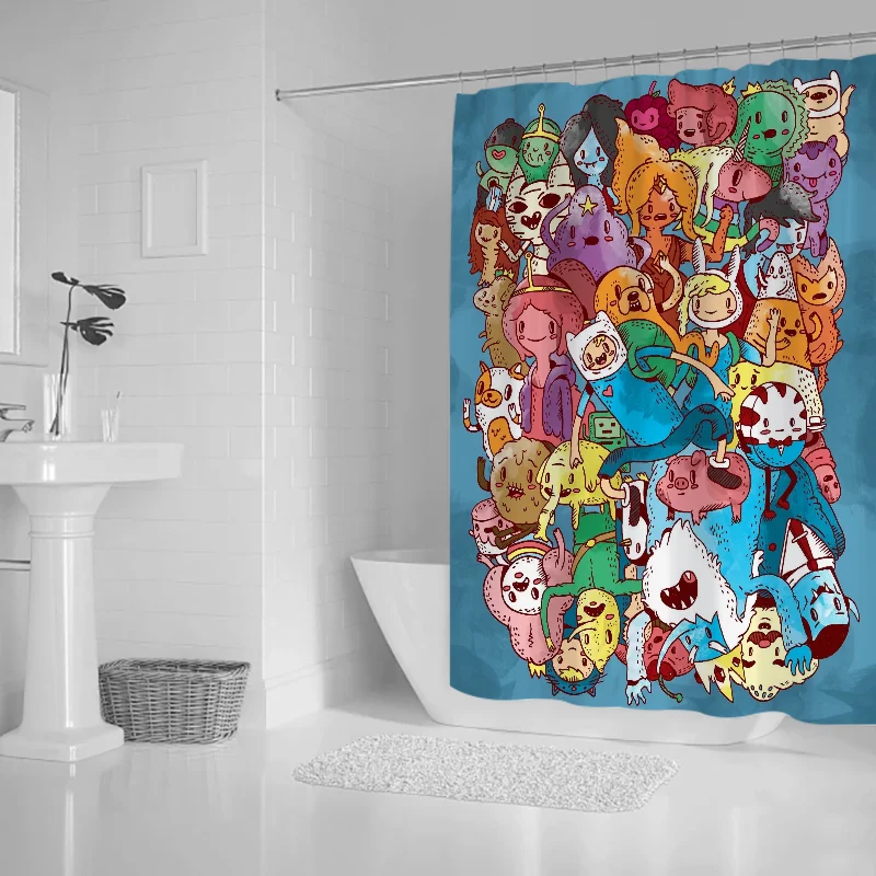 Shower Adventure Time Things for the Bathroom Accessories Folding Partition Bath Curtain Curtains Bedrooms Houses Rooms Quarto