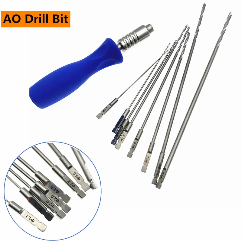 Bone AO Quick Coupling handle and AO drill bits Veterinary Orthopedic Surgical Instrument