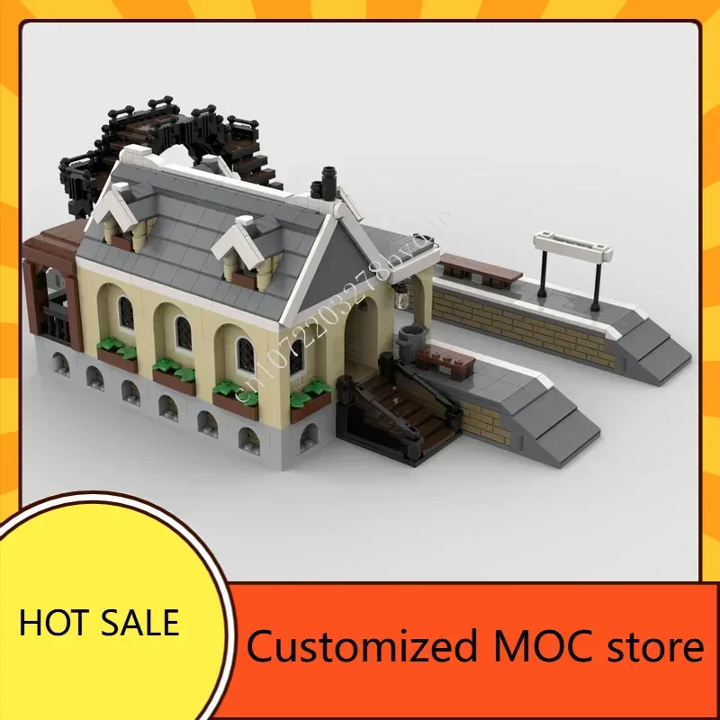 1429 قطعة 2 منصة محطة القطار MOC عطلة الشارع عرض الألغاز العمارة الإبداعية عيد الميلاد عيد ميلاد لعبة هدية للأطفال العمر