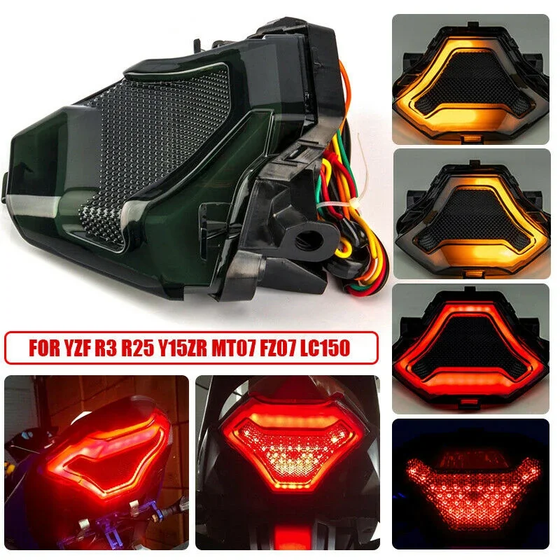 Motorcycle Rear Tail Light Brake Turn Signals Integrated LED Stop Warning Lamp for Yamaha YZF R3 R25 MT07 FZ07 MT03 MT25 Y15ZR