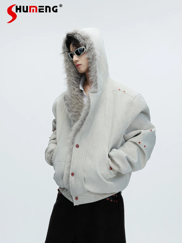 

2025 Men's Winter New Solid Color Long Sleeve Hooded Parkas Thickened Coats Stylish Unique Parkas Handsome Warm Loose Chic Coats