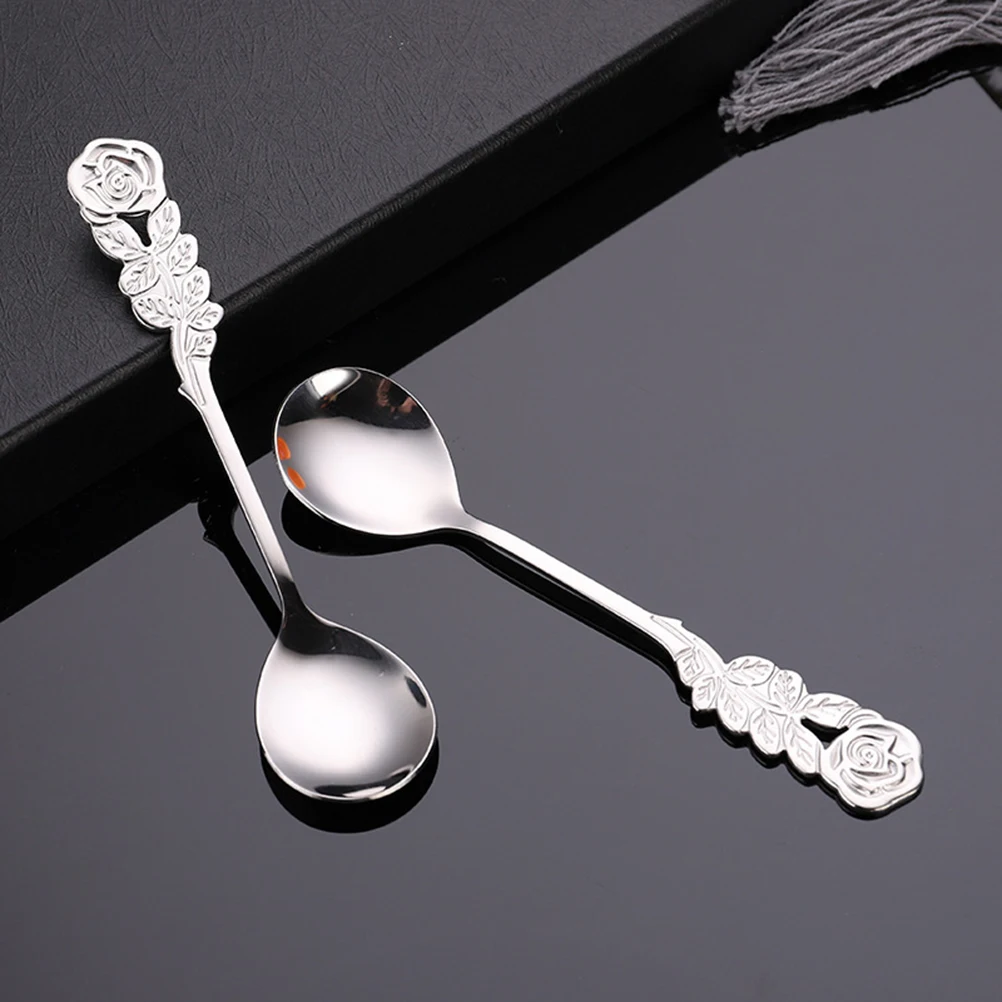 

3 Pcs Small Round Spoon Disposable Plastic Birthday Spoons Mini Coffee Stir Serving Utensils Stainless Steel Tableware