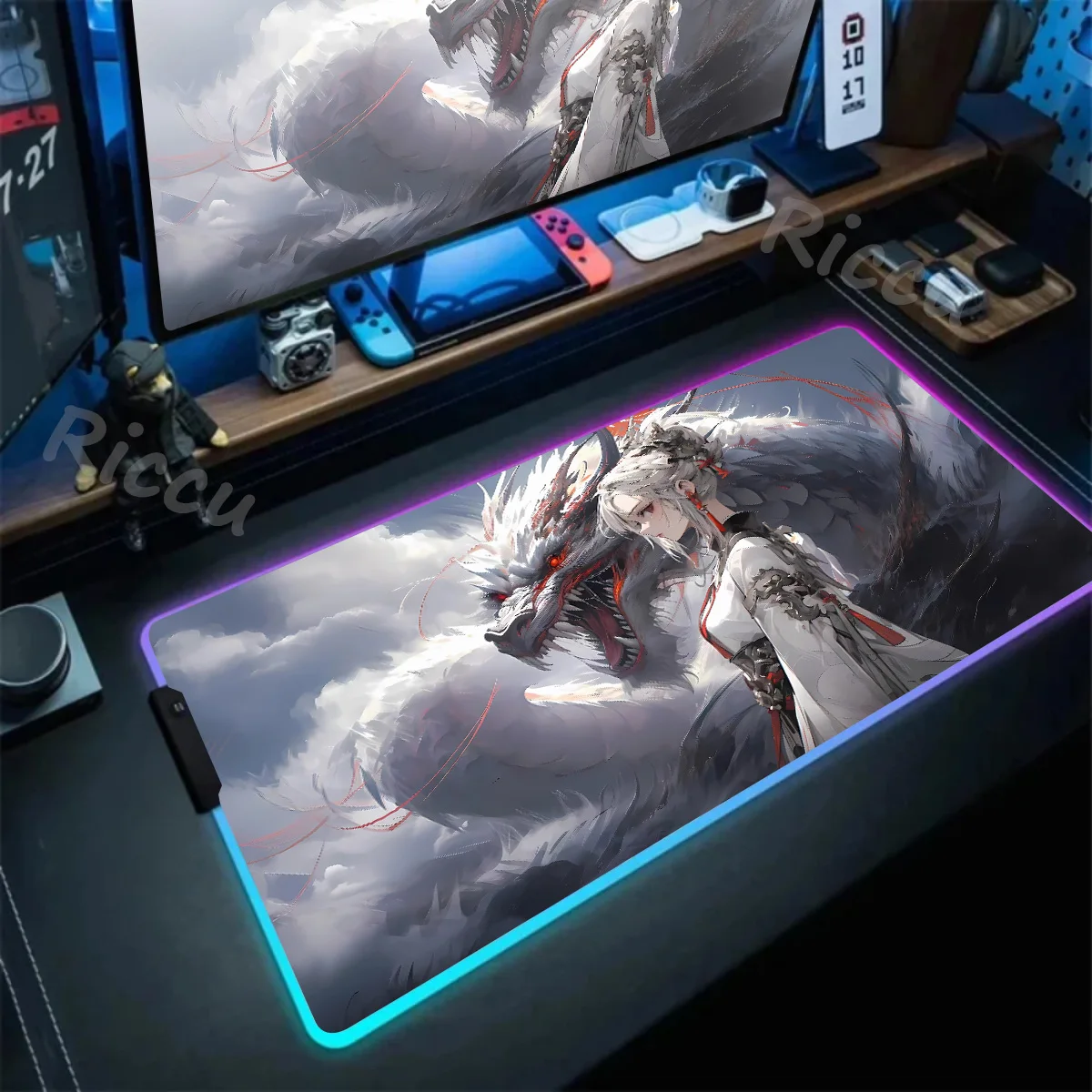 

Luminescence Dragon and Girl Mouse Pad Gamer Gaming Table Rgb Deskmat Keyboard Pc Complete Rug Office Large Mousepad Company Mat