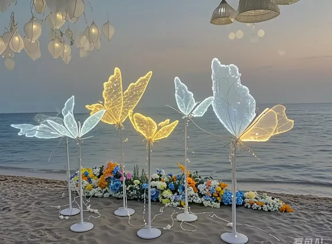 

Wedding Party Decor Props - Glow-in-the-Dark Butterfly Ceiling Hanging Lights for Stage Setting & Aisle Decoration