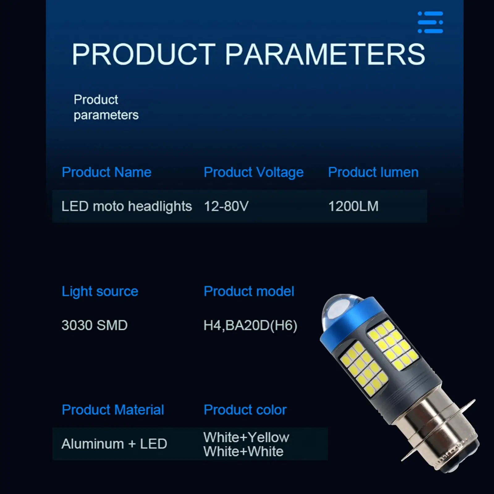 Lampu depan sepeda motor H4 Hi/Lo Beam 360 ° 1200LM, lampu depan sepeda motor CIP 12-80v 3030 Super terang dengan lensa