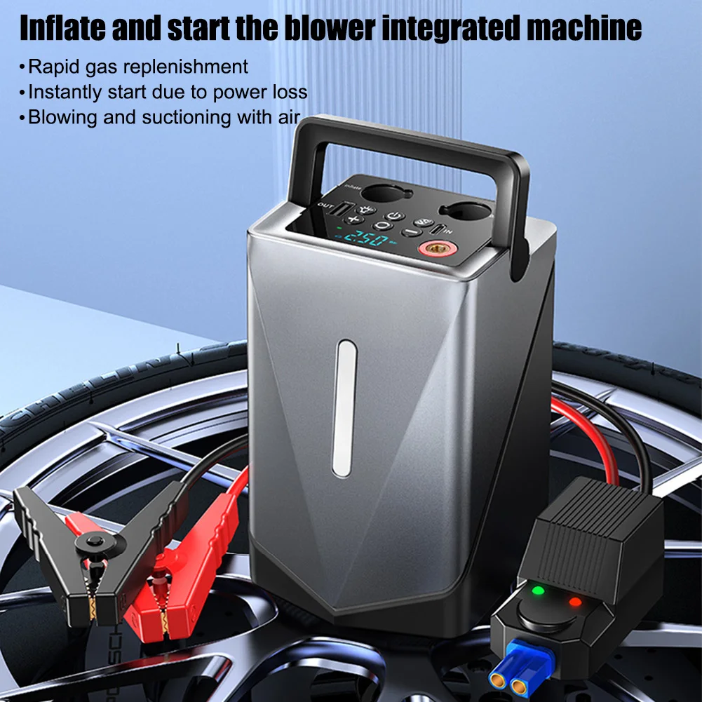 

Car emergency start power supply 12V, car mounted air pump, high-pressure air cylinder, and electric power blower compressor