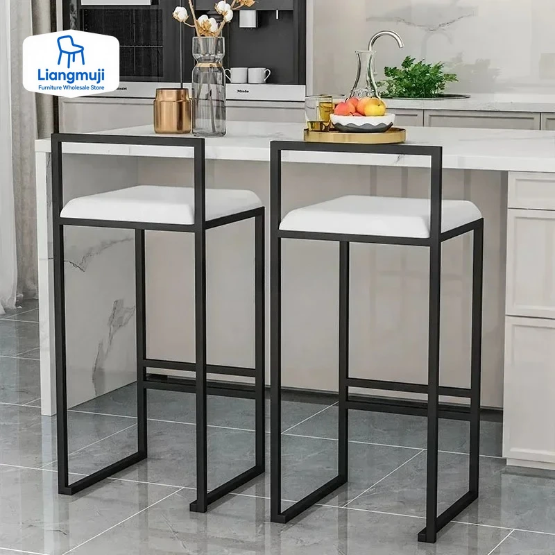 

Bancos Para Bar Chair Modern Bar Stools Industrial Style Counter Stool Nordic Backrest Banquet Kitchen Silla De Bar Furniture