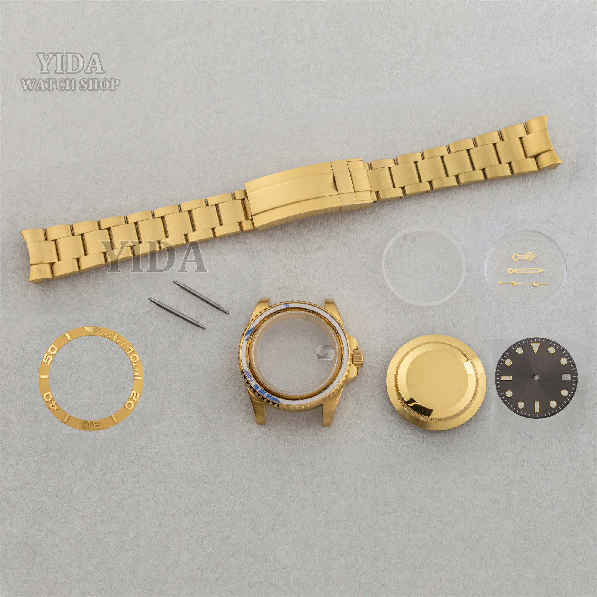 

40MM Gold Watch Case Ceramic Bezel Strap Sapphire Glass 28.5mm Dial for NH35 SUB GMT NH36 Movement Wristwatch Accessories Parts