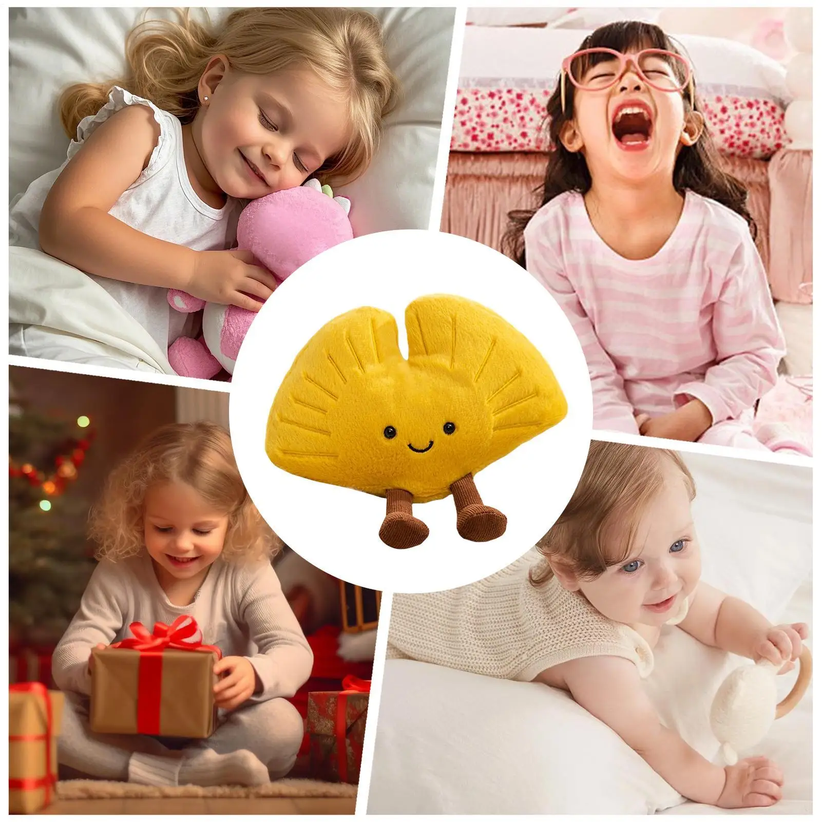 Almohada de hojas de peluche Kawaii, juguetes de cojín, hoja de arce suave, planta de Ginkgo, juguetes de peluche completos, decoración para fiesta navideña, regalo