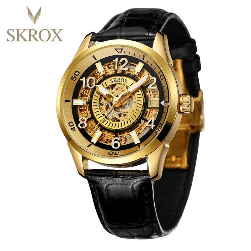 

Forsining Men Luxruy Automatic Mechanical Watch Leather Strap Luminous Hands Male Business Mechanical Wristwatch Men‘s Clock