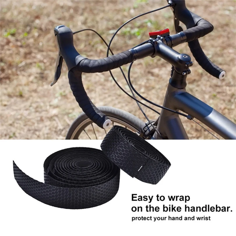 2PCS Anti-slip Bike Handlebar Tape PU Shock Absorption MTB Road Bicycle Anti-Vibration Wrap Cycling Handle Belt Bike Accessories