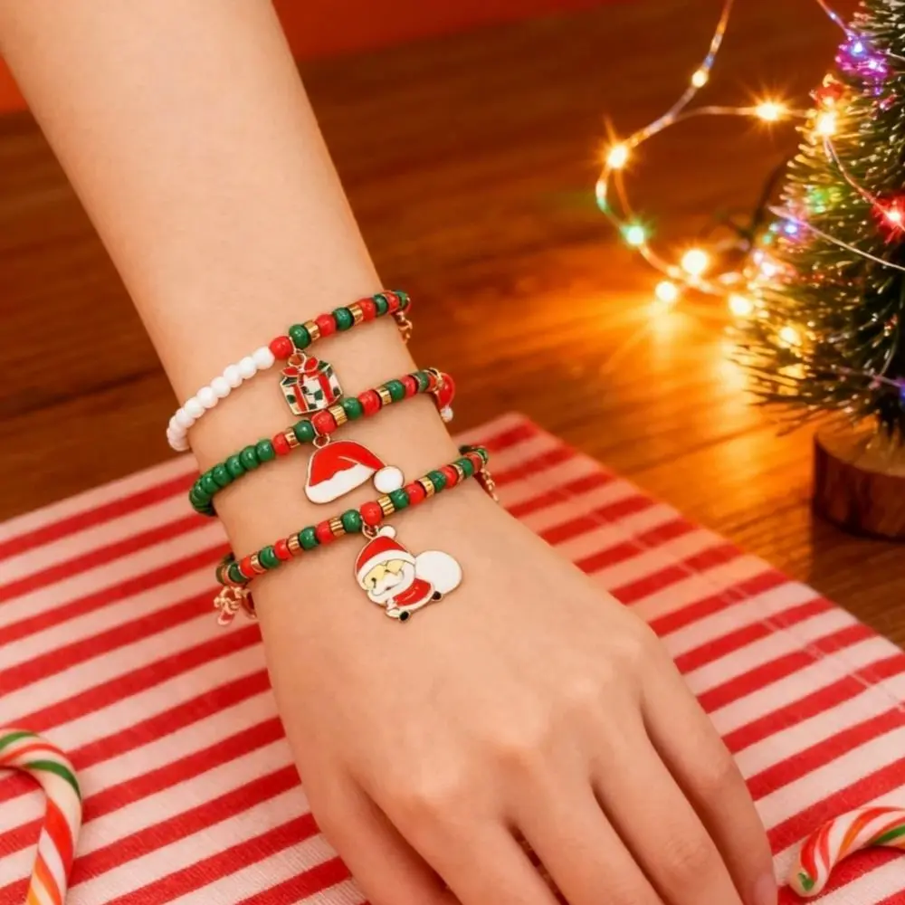 MHS.SUN Santa Claus Beads Elastic Bracelets Fashion For Women Girls Shell Pearl Banquet Party New Year Jewelry Christmas Gifts