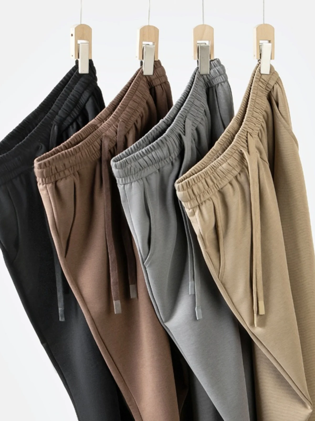 

Мужские повседневные брюки прямого кроя для весны и лета, плотная ткань (300 г) из смесового лиоцелла, эластичный пояс на шнурке, свободный крой