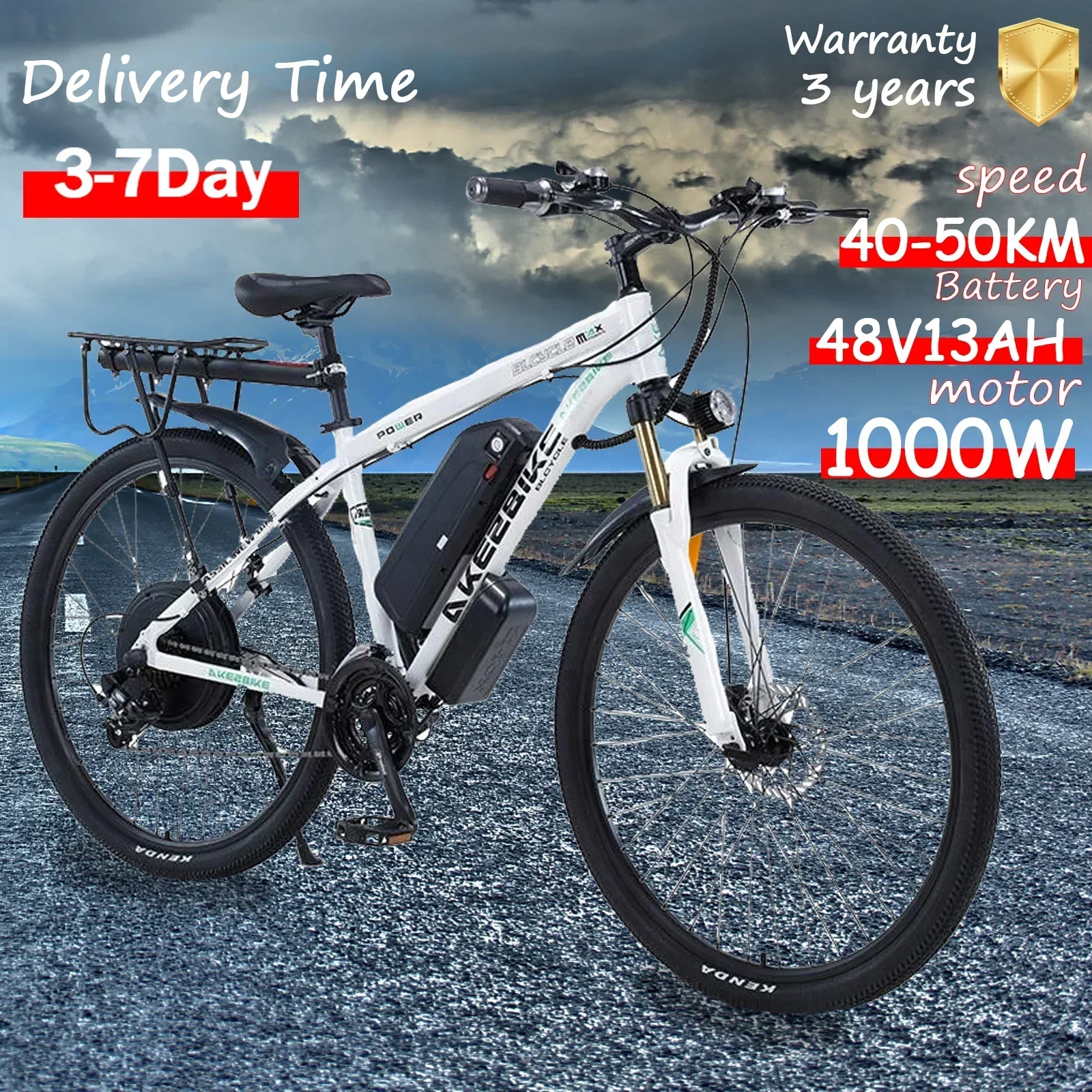 High Power Akez 29 Inch 48V 1000W 18AHElectric Mountain Road E Bike Bicycle Down Tube 29 Zoll Ebike MTB Eu Warehouse