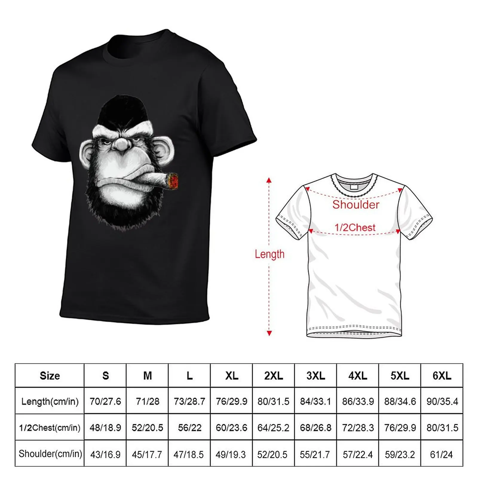 Gorilla Smoking Cigar T-Shirt graphics plus sizes cheap stuff plus size clothes t shirt for men