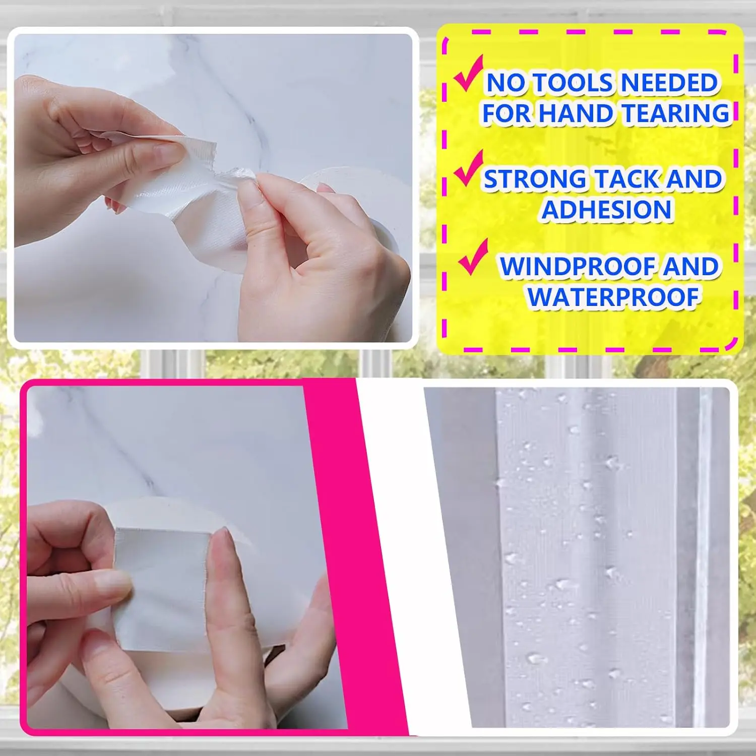 شريط عزل الطقس للنافذة البيضاء، شريط عزل مكيف الهواء AC المقاوم للماء يمكن أن يحافظ على المسودات والهواء البارد والغبار والضباب الدخاني