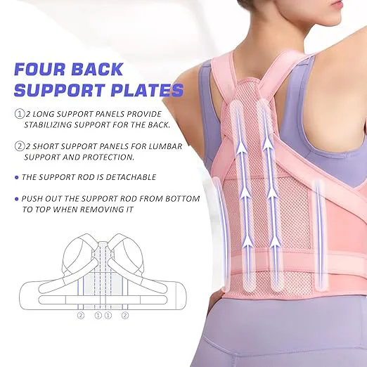 

1 Pc Ladies' Pink Posture Corrector with Lightweight Back Support to Improve Posture and Alleviate Hunchback Pain Under Clothing