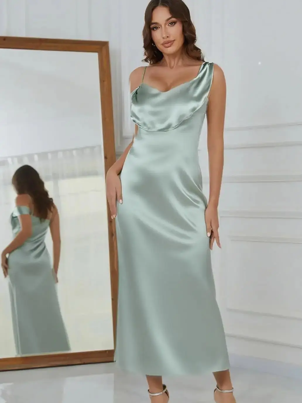 Satynowe sukienki maxi dla kobiet na ramiączkach spaghetti, bez pleców, eleganckie sukienki różowe czarne jedwabne ubrania formalne na wesele dla gości jesienne