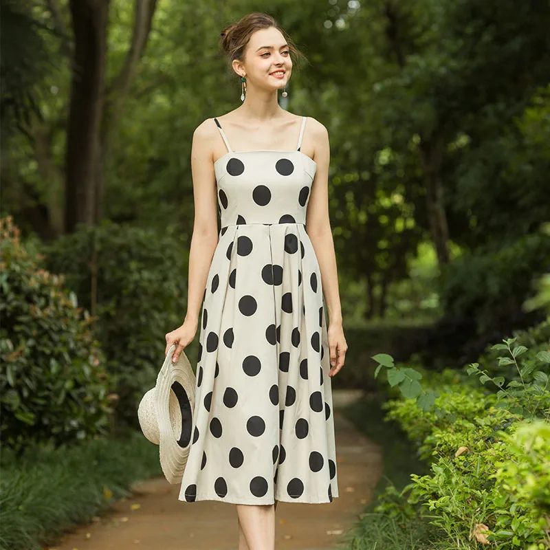Bella Philosophy Women Sexy Polka Dot Linen Dress Loose Female Backless Midi Shirt Dress Casual  Lady Cotton Beach Dress