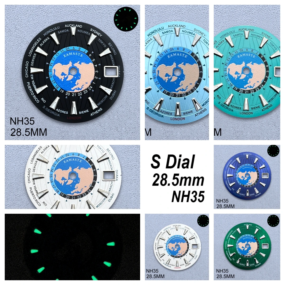 

28.5mm S Logo Dial Fit NH35/NH36 Japanese Movement Green Luminous High-Quality Watch Modified Accessories
