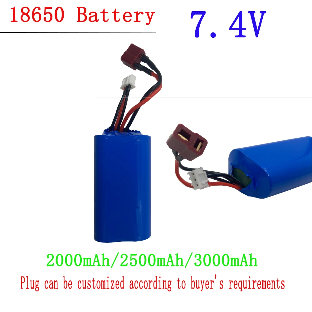 7.4V 2000mAh/2500mAh/3000mAh 18650Li-ion Batery for RC toy car Boats trucks parts T/JST/SM Plug , For wltoys 144001 12428 rc car