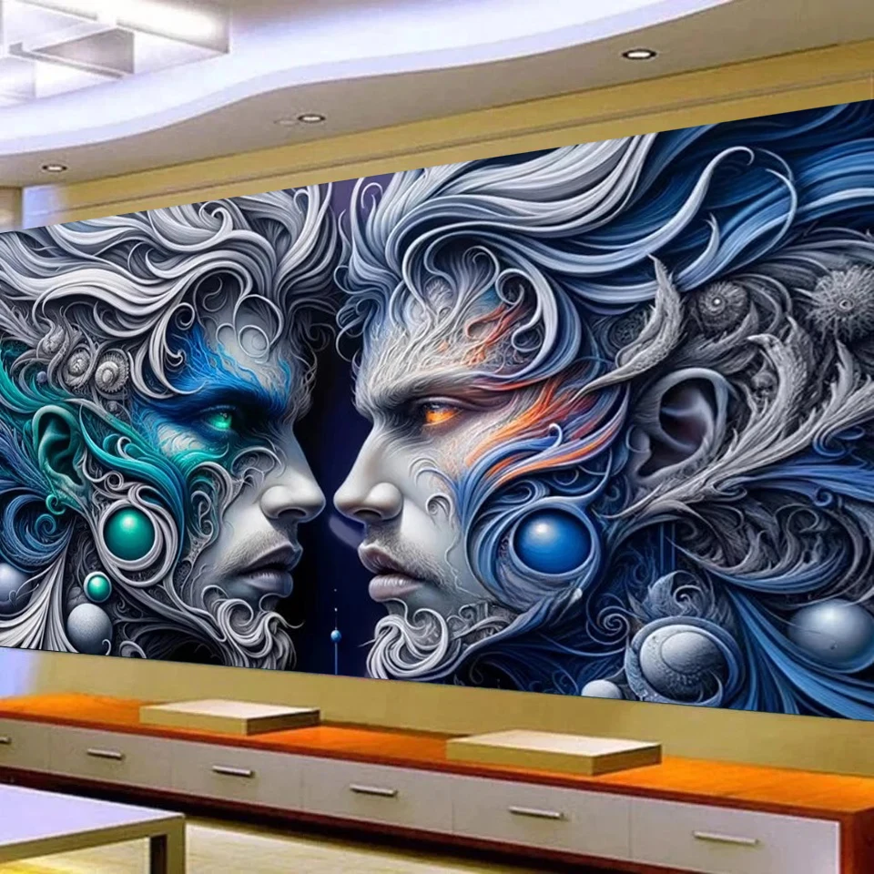 Mirrored Faces Yin Yang Man Diamond Painting Diy Large Size Full Diamond MosaicImmersive Romantic Love Kiss Home Decor Gift