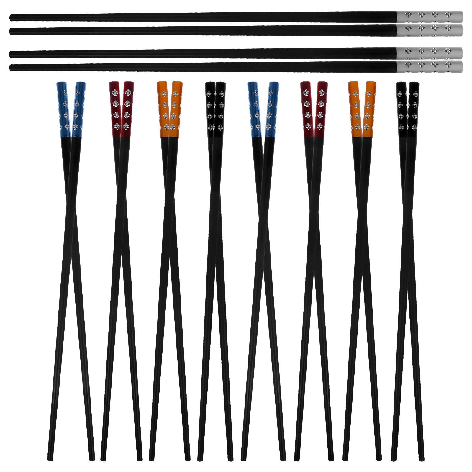 

10 Pairs Alloy Chopsticks 5 Colors Smooth Non slip Heat resistant Reusable Home Travel Camping Festival Baby Adult