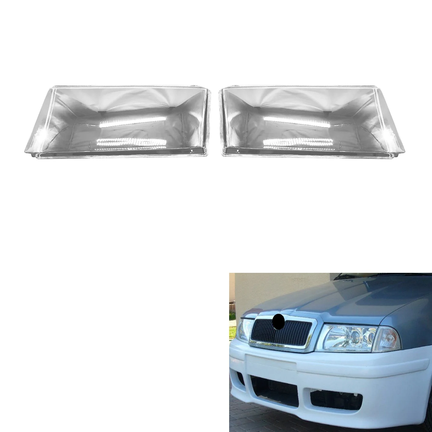 For Skoda Octavia 2001 2002 2003 2004 Right Headlight Shell Lamp Shade Transparent Lens Cover Headlight Cover