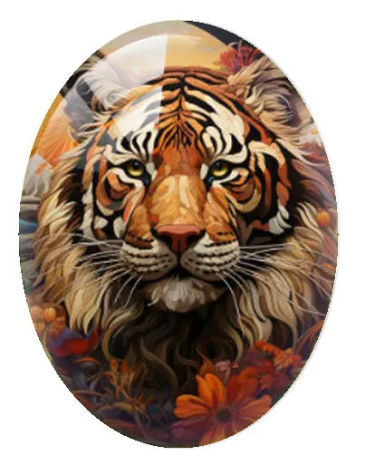 10pcs/lot Sunset Tiger Cat Bunny Lion Oval Photo Glass Cabochon Flatback Demo Flat Back Cameo For Diy Jewelry Making Supplies
