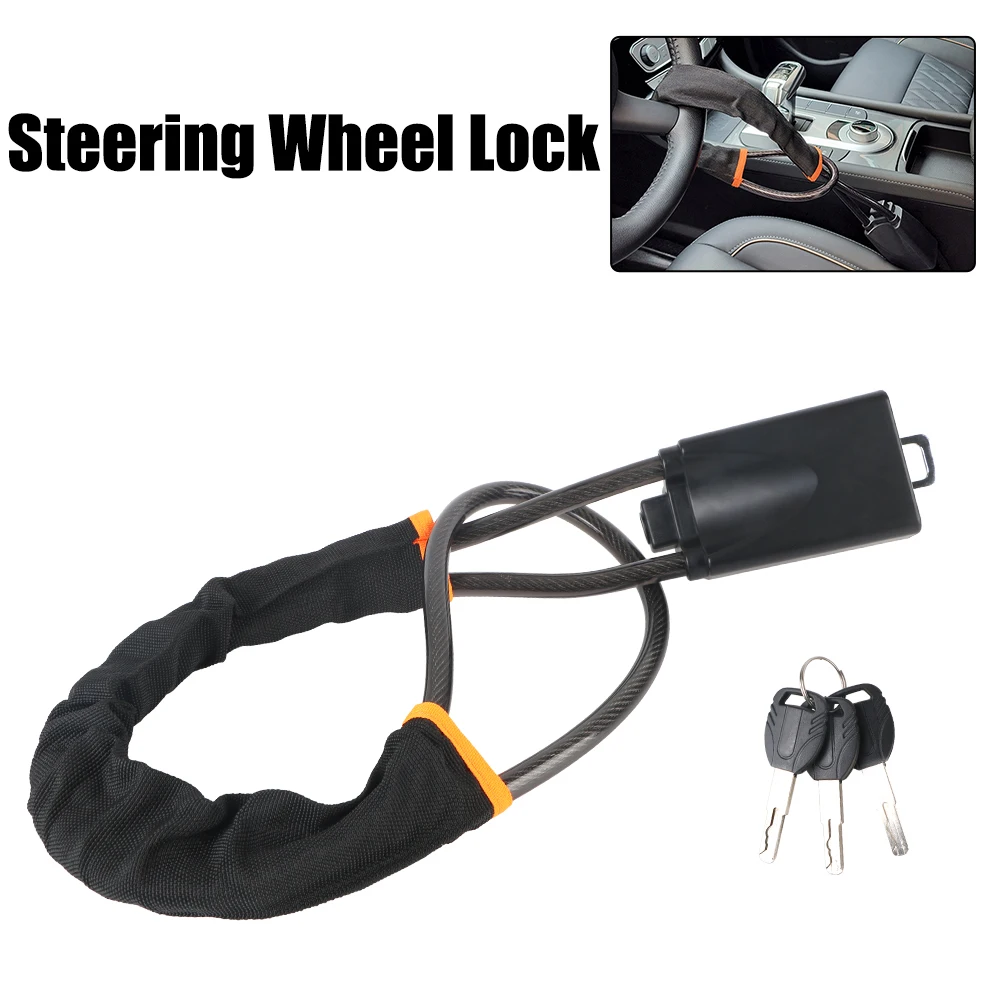 With 3 Keys Car Accessories For Truck SUV Van RV Seat Belt Lock Anti Theft Car Device Car Steering Wheel Lock Universal