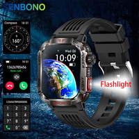 SENBONO New Smart Watch Men Answer/Make Call Compass 100+ Sport Modes Fitness Tracker LED Flashlight Smartwatch for Android IOS