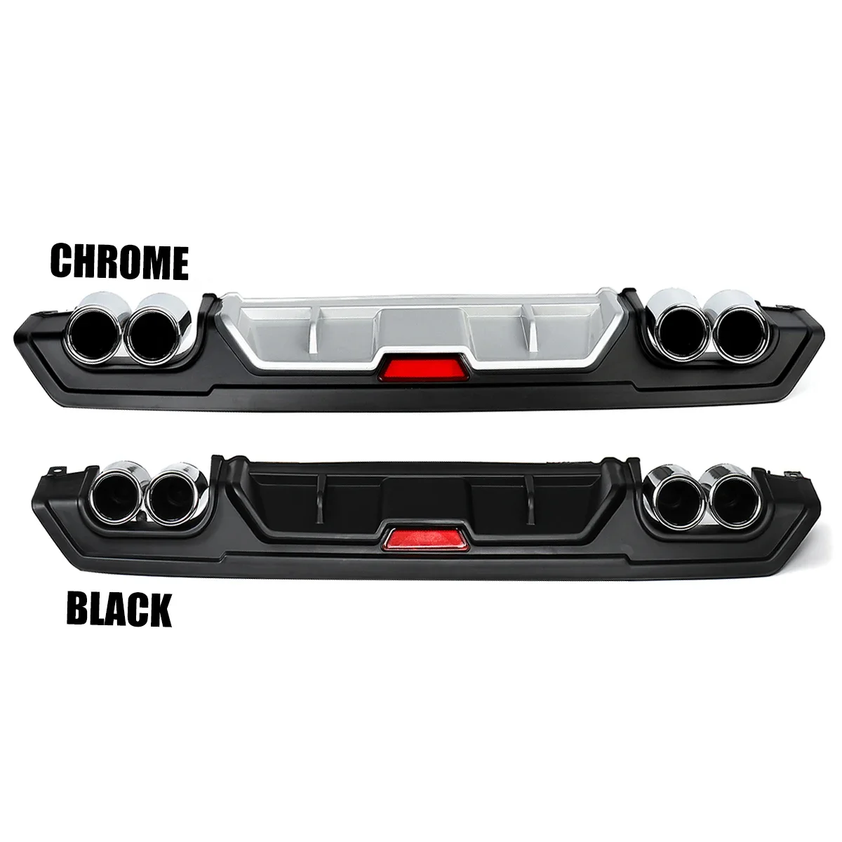 Black/Chrome Rear Lower Bumper Diffuser with Dual Exhaust Tip Outlet Pipe Decor For Honda For Civic 10th Sedan 4 Door 2016-18JDM