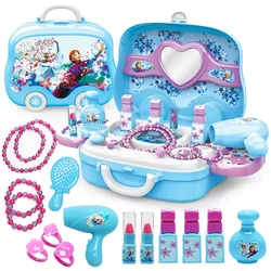 Disney-Juego de maquillaje de Frozen princess para niños, conjunto de juguetes de cocina con pintalabios, casa de juegos, regalo para niñas