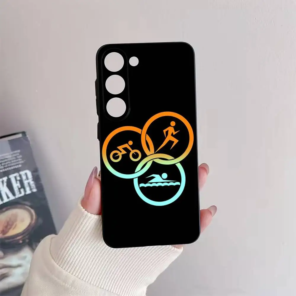 حافظة هاتف الترياتلون لهاتف سامسونج جالاكسي A73,72,51,53,52,71,22,5G,Note,J7,8,9 غطاء أسود ناعم