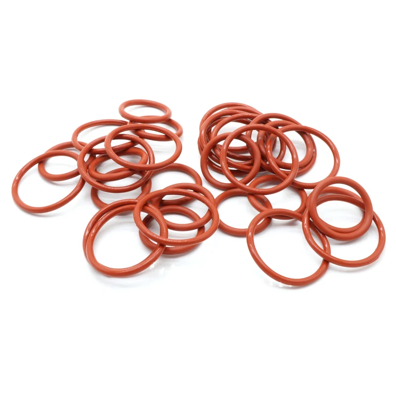 50/100Pcs Red Food Grade VMQ O Ring Gasket CS 1mm OD 3 ~ 50mm Waterproof Washer Round O Shape Rubber Silicone Ring Seal Tool