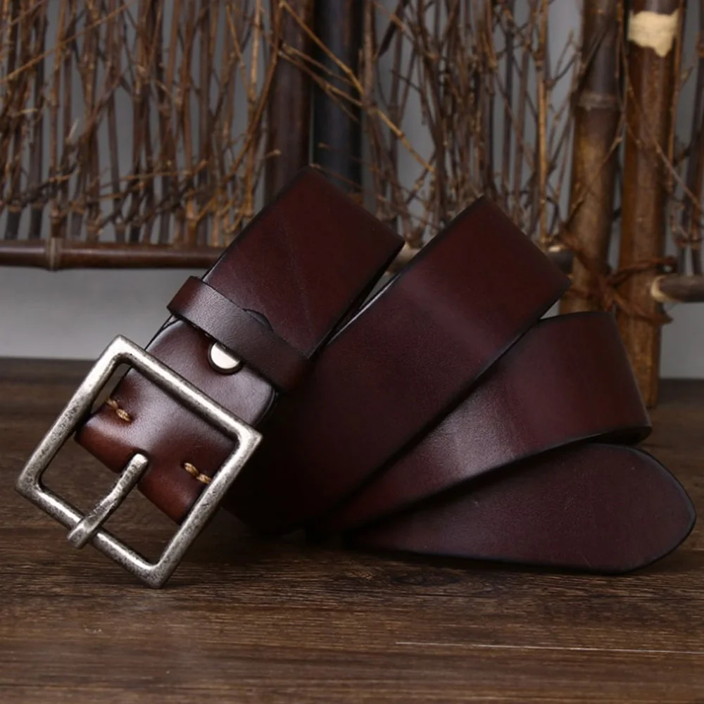 FAJARINA 4.3cm Wide Top Level Quality Solid Thickened Pure Cowskin Leather Belt