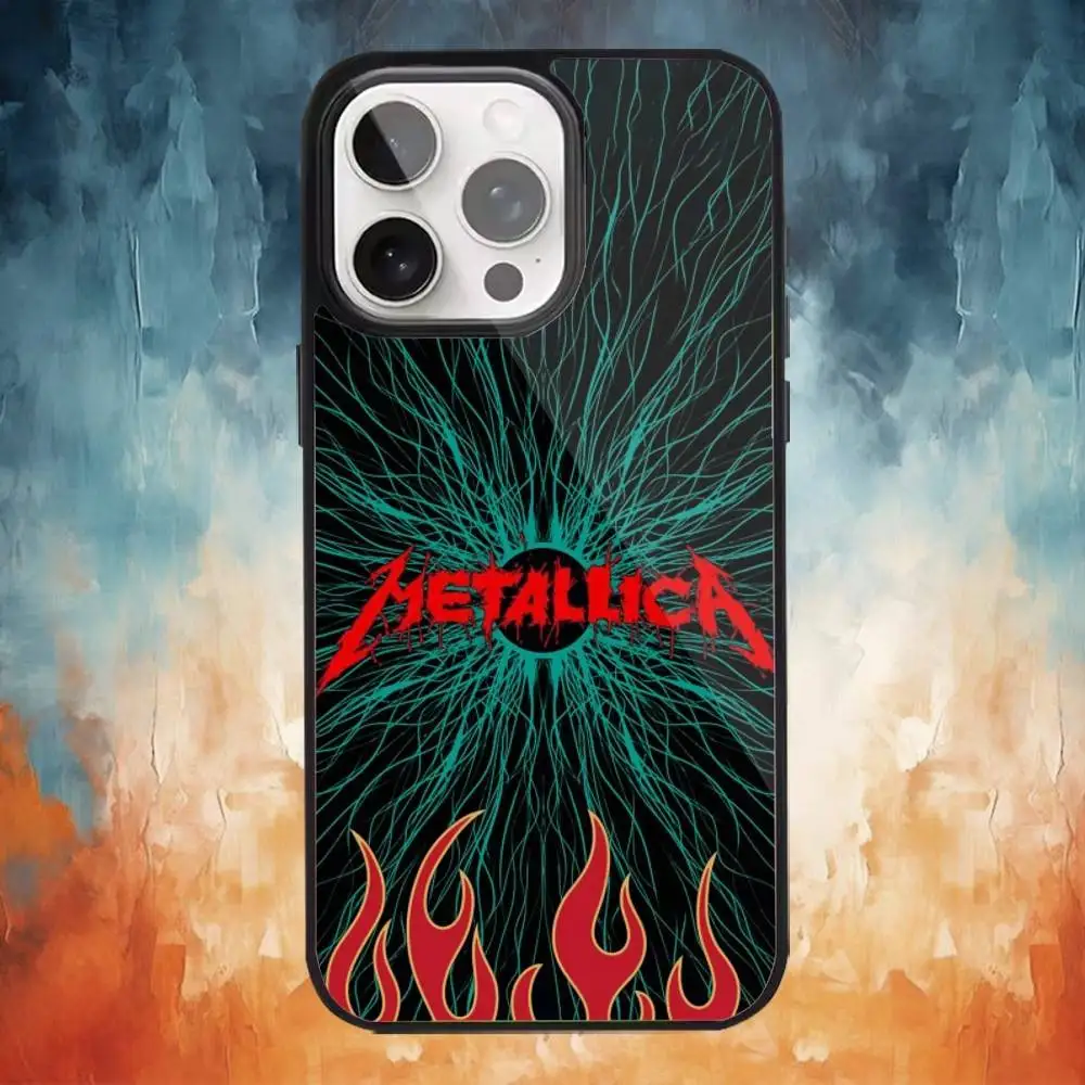 Coque de téléphone avec Logo d'album Music m-metallica, étui magnétique pour iPhone17,16,15,14,13,12,11 Plus,Pro Max, chargement sans fil Magsafe