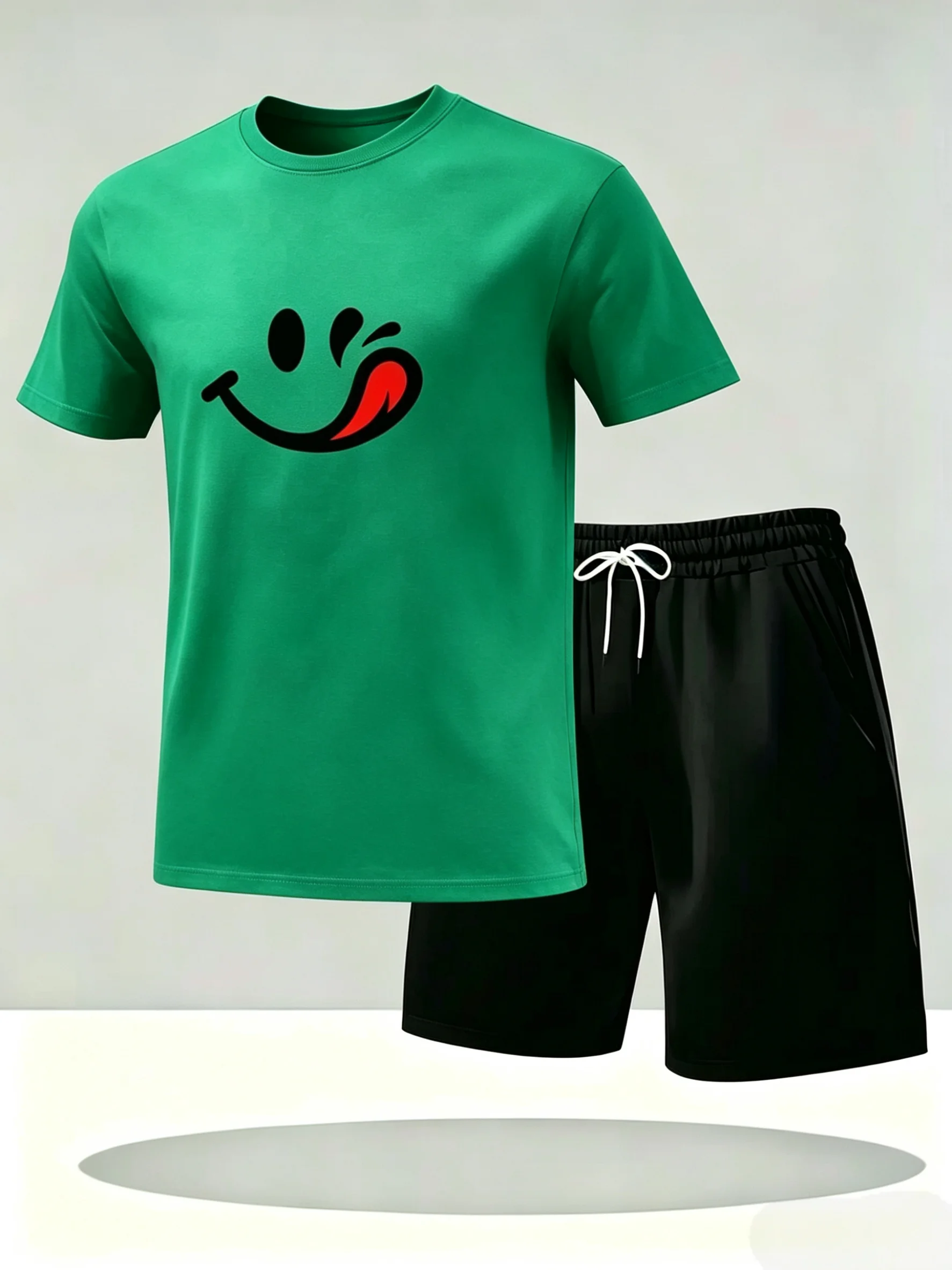 2026 Summer Men's Mesh Short Sleeve Set. Casual, fashionable and breathable, two-piece T-shirt set, summer ice silk short sleeve view 6