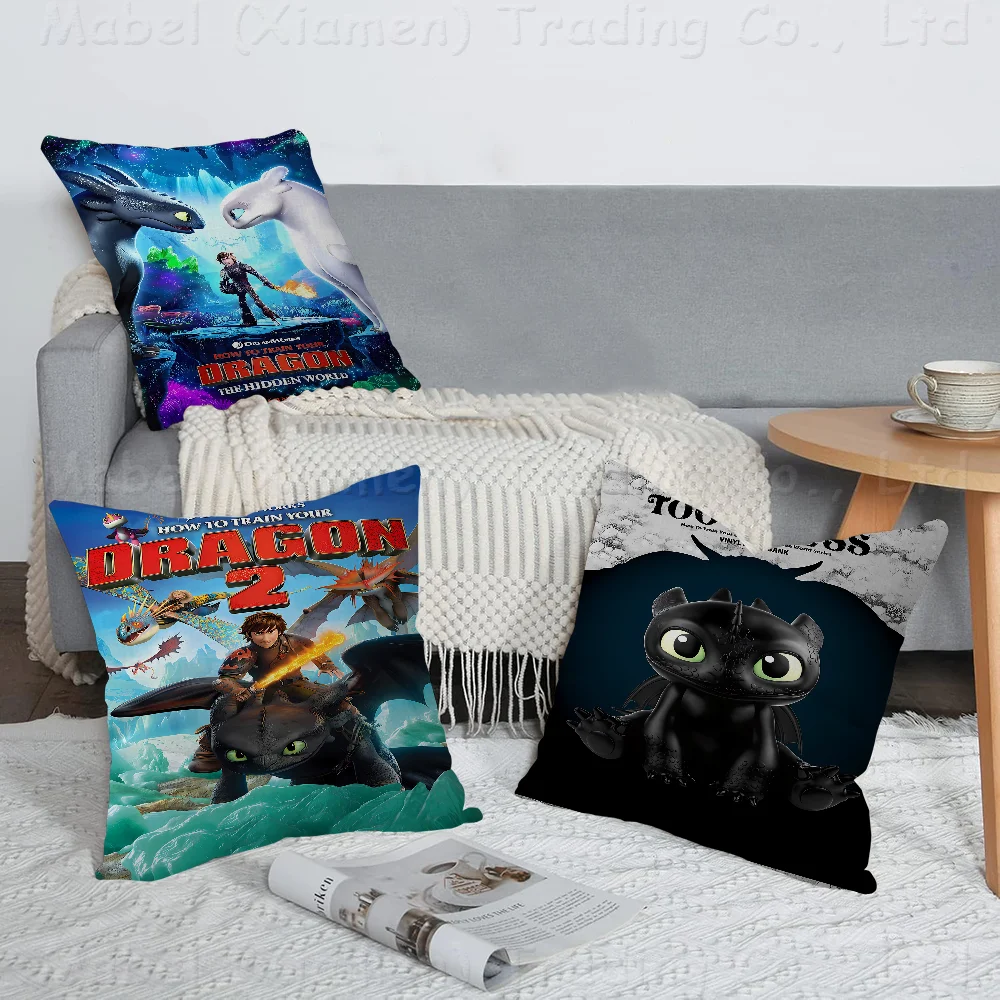 T-Toothless-Fury Dragon Personalized Picture Text Home Decorative Pillows Household Gifts 45x45cm