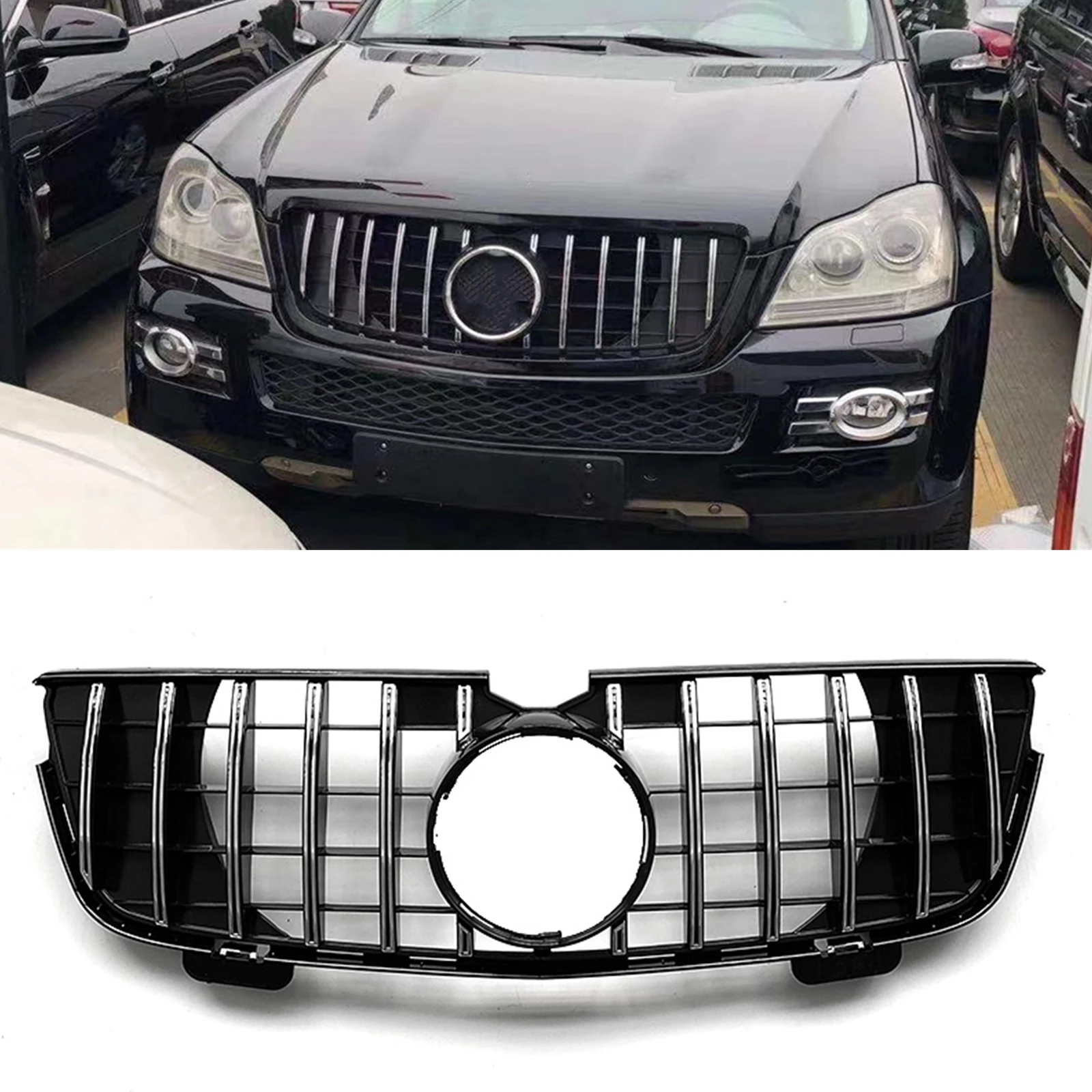 

Front Grille Grill For Mercedes Benz GL-Class X164 GL320 2007-2012 GL350 GL450 GL500 GT Silver/Black Upper Bumper Hood Mesh Grid