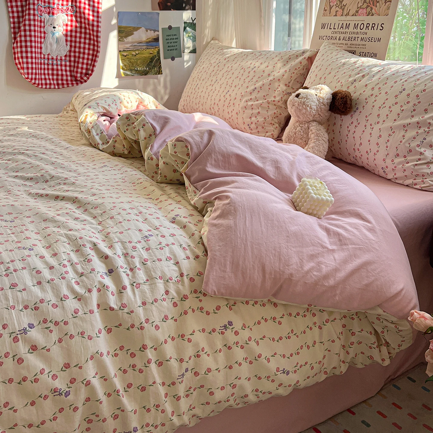 Princess Bedding Set Korean Style Soft Bed Sheet Set Queen King Size Duvet Cover Set No Filling With Pillowcase Bedroom Decor