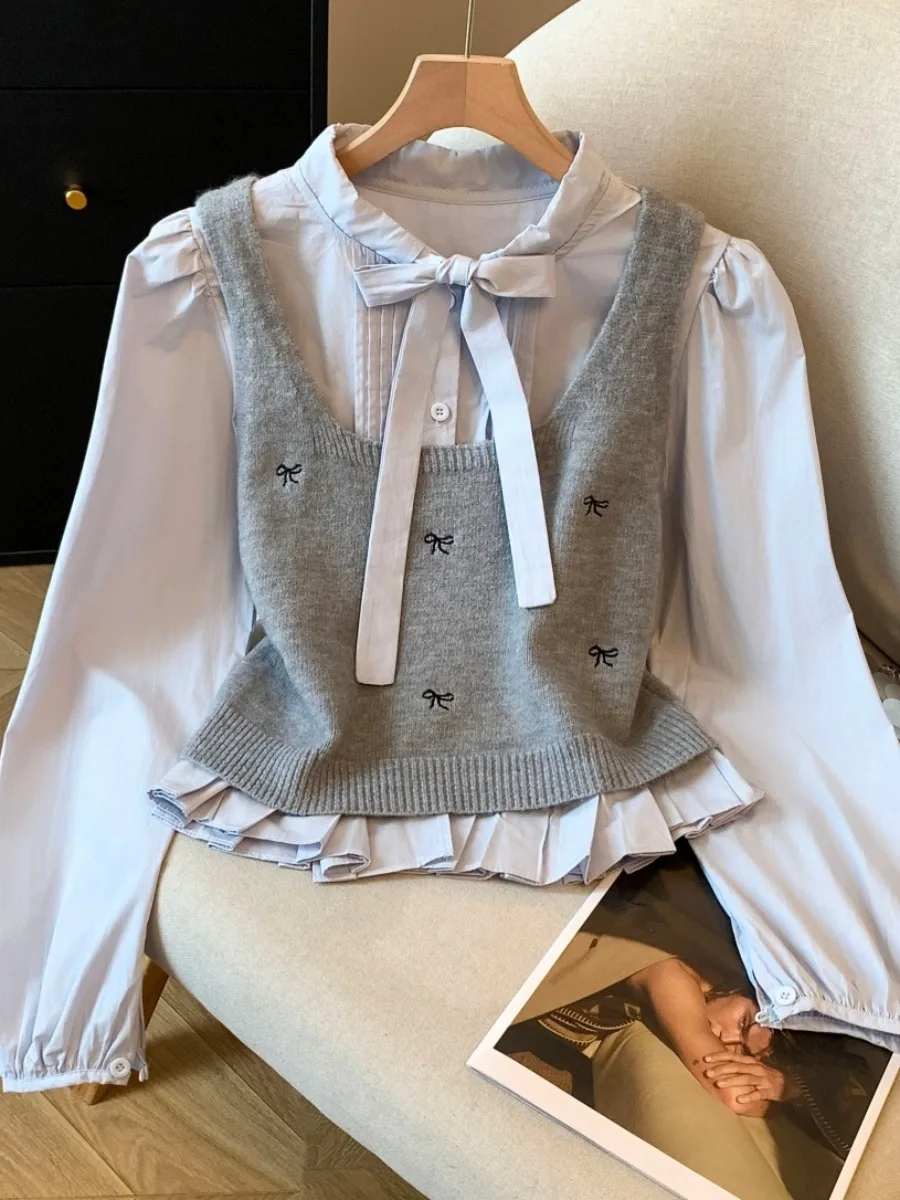 أوصى الشراء الذاتي المطرزة عقدة محبوك سترة طويلة Sve irt قطعتين مجموعة النساء ort Sle فضفاضة تناسب #3