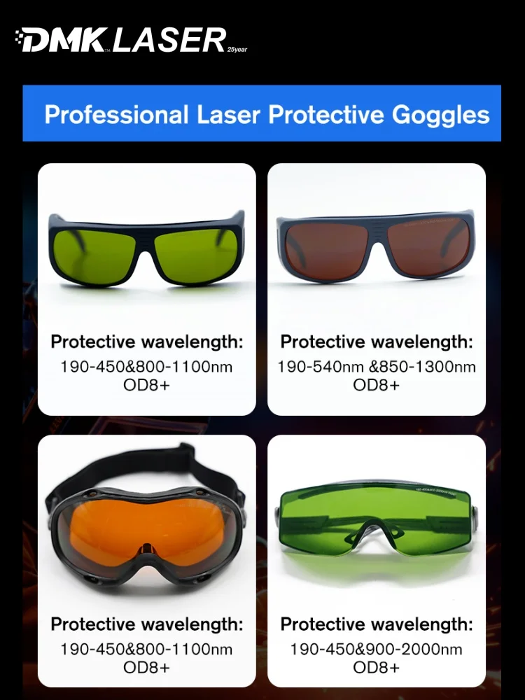 DMK fiber laser Cutting and welding protective glasses safety eyes goggles with CE OD8+ for operator anti laser radiation