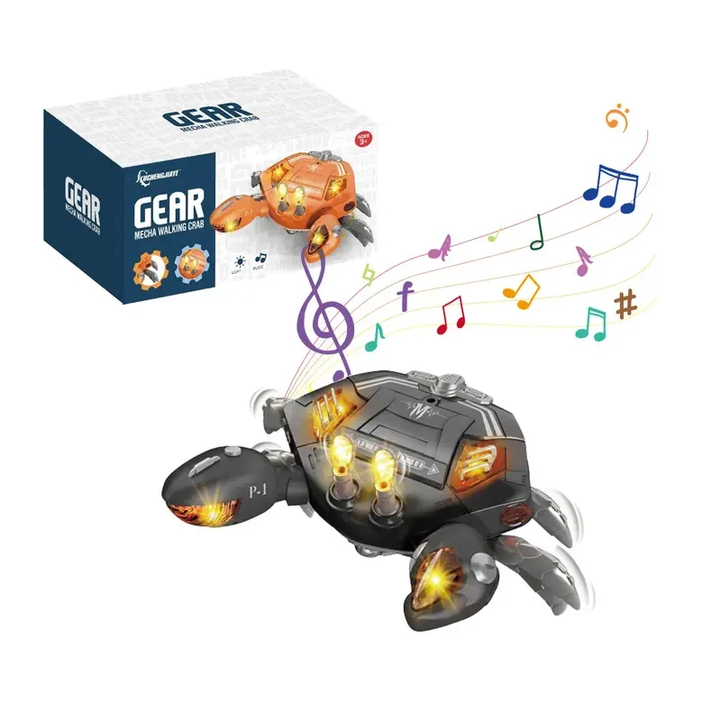 Kruipende krab Babyspeelgoed, buiktijdspeelgoed voor baby's met muziek, leren kruipende babyjongen, interactief speelgoed Lopend dansend krabspeelgoed