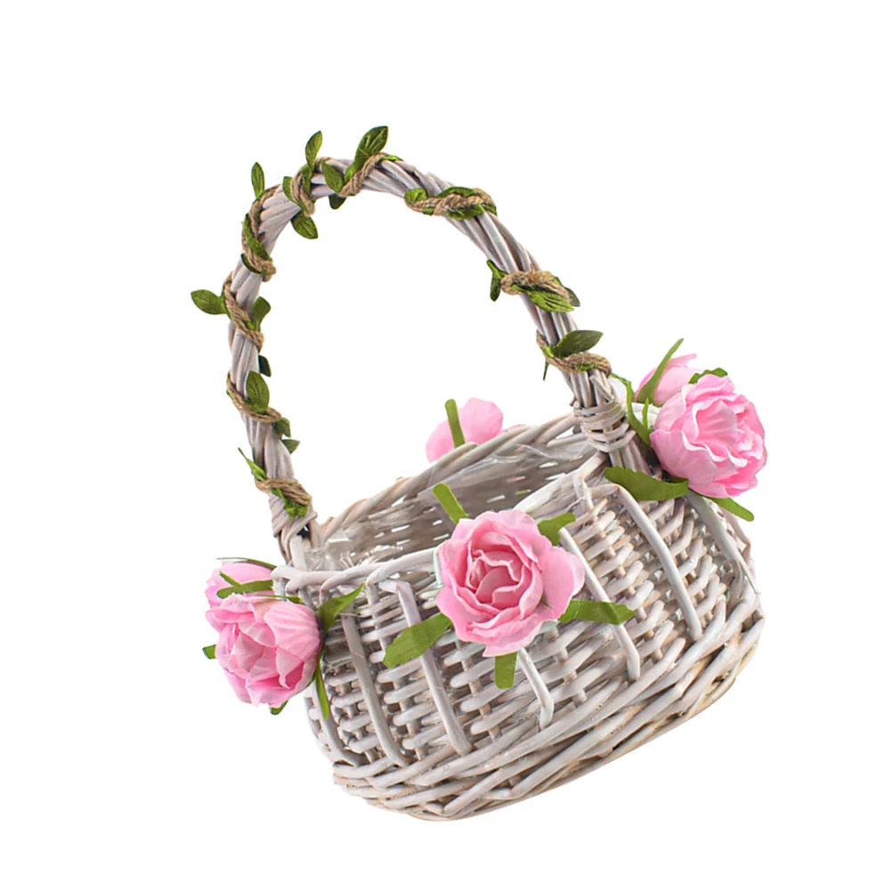 

Portable Flower Basket Wedding Delicate Flowers Hamper Woven Baskets for Wicker