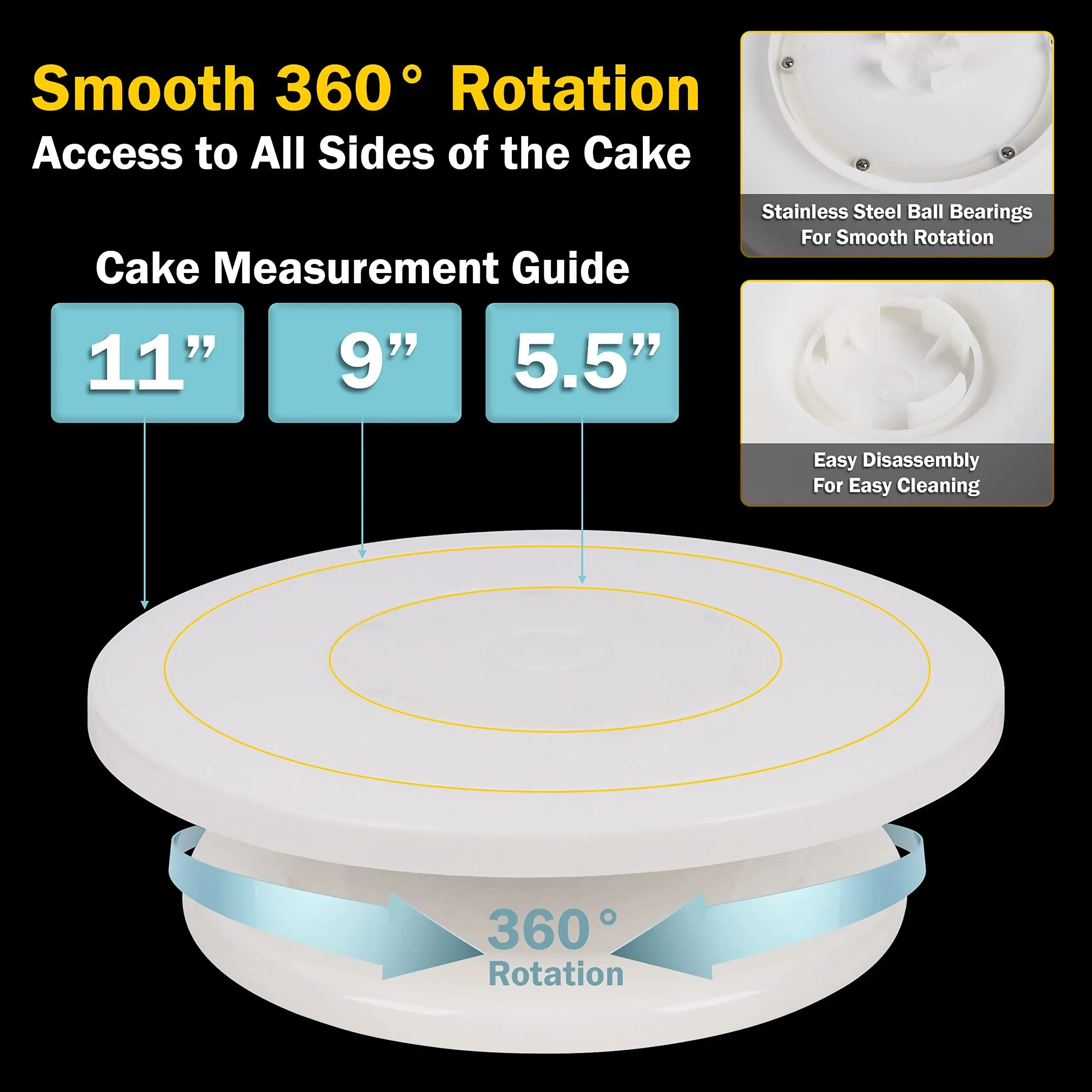 11inch Plastic Cake Turntable Rotating Cake Plastic Dough Pastry Decorating Cream Stand Rotary Table DIY Pan Baking Tool