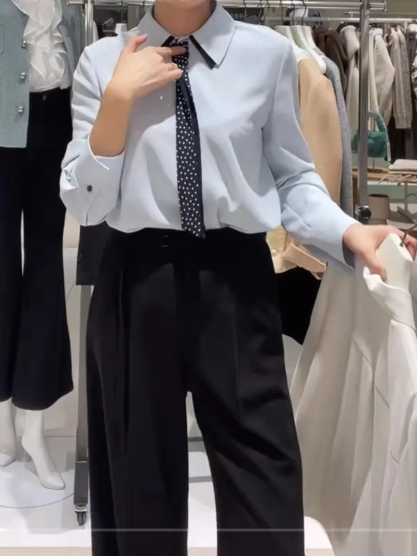 

Элегантная женская рубашка в корейском стиле с длинным рукавом, свободного кроя, повседневная модная блузка на пуговицах, дышащая хлопковая, весенняя новинка