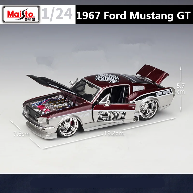 Maisto 1:24 Harley Mustang GT Alloy Car Model Diecasts Metal Modified Sports Car Model Simulation Collection Childrens Toys Gift