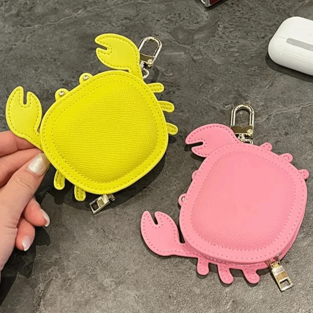 

Cartoon Crab Coin Purse Keychain Zipper Small Purse Crab PU Leather Pendant Backpack Hanger Cute Earphone Bag Women